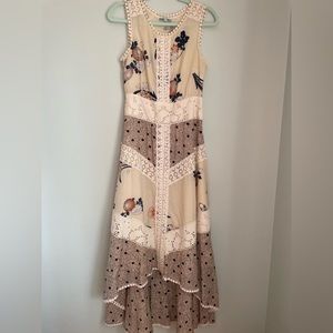 Anthropologie Leifnotes tapered full length cream-colored dress, size 2